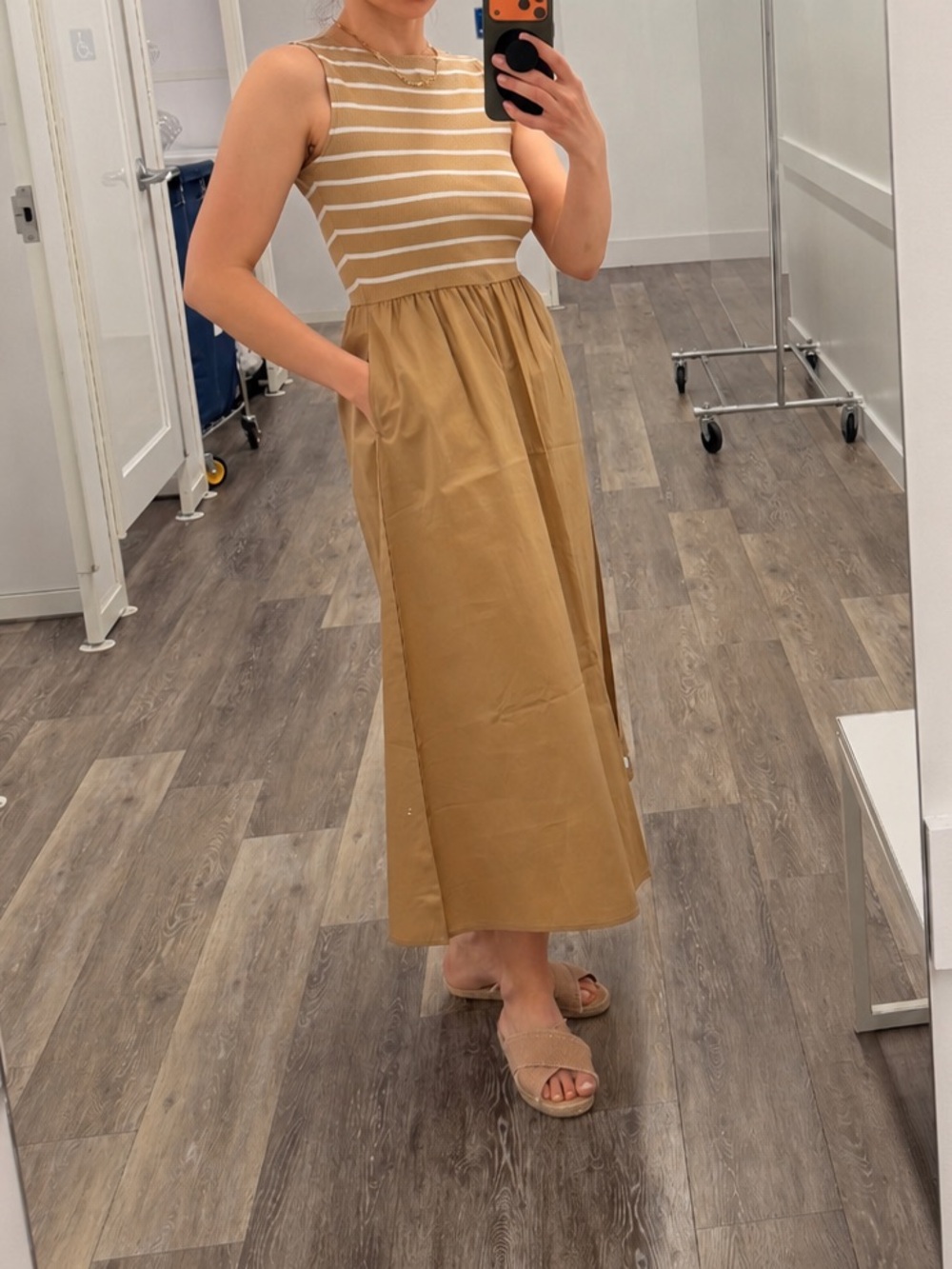 GAP Striped Midi Dress Sleeveless With Pockets Summer Resort Beach Brunch